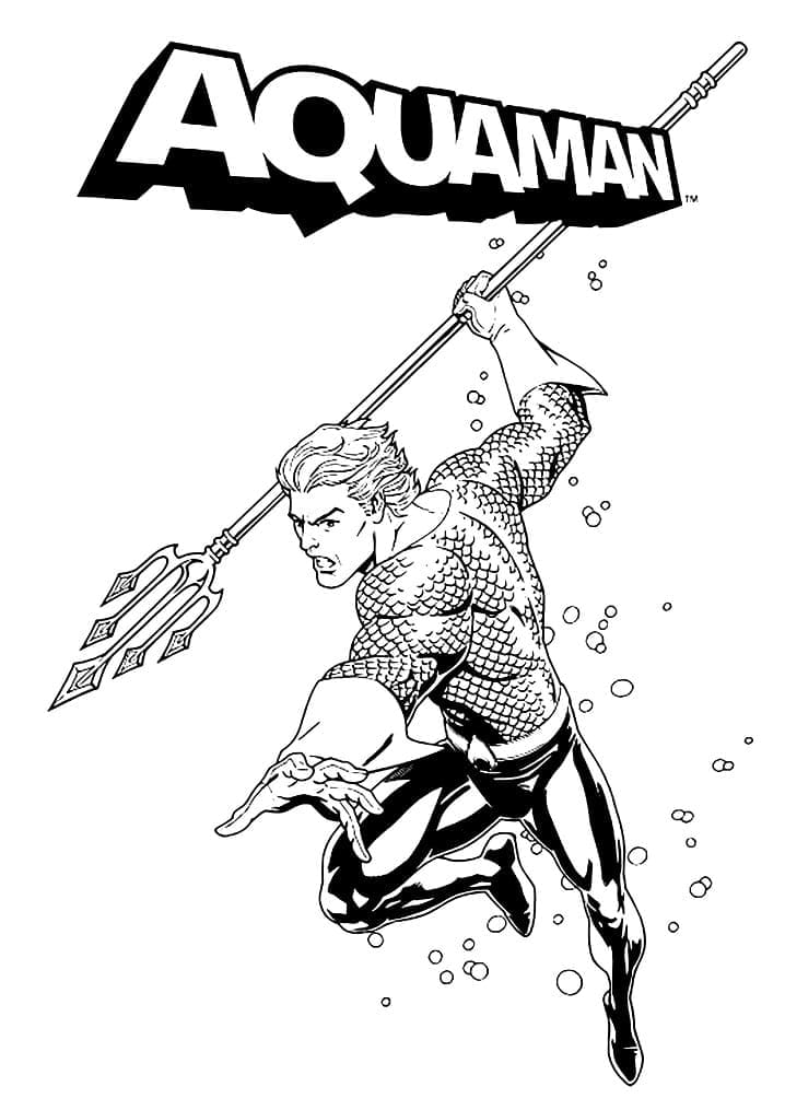 Desenho de Aquaman Atacando para Colorir