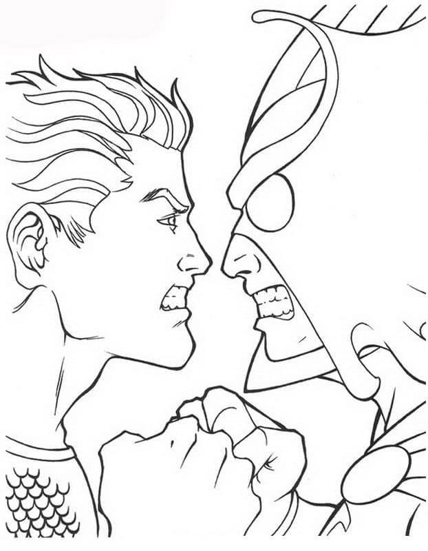 Desenho de Aquaman e Mestre do Oceano para Colorir
