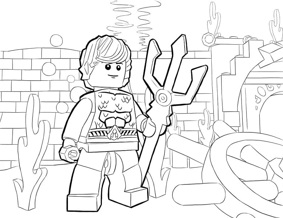 Desenho de Lego Aquaman para Imprimir e Colorir em Pdf