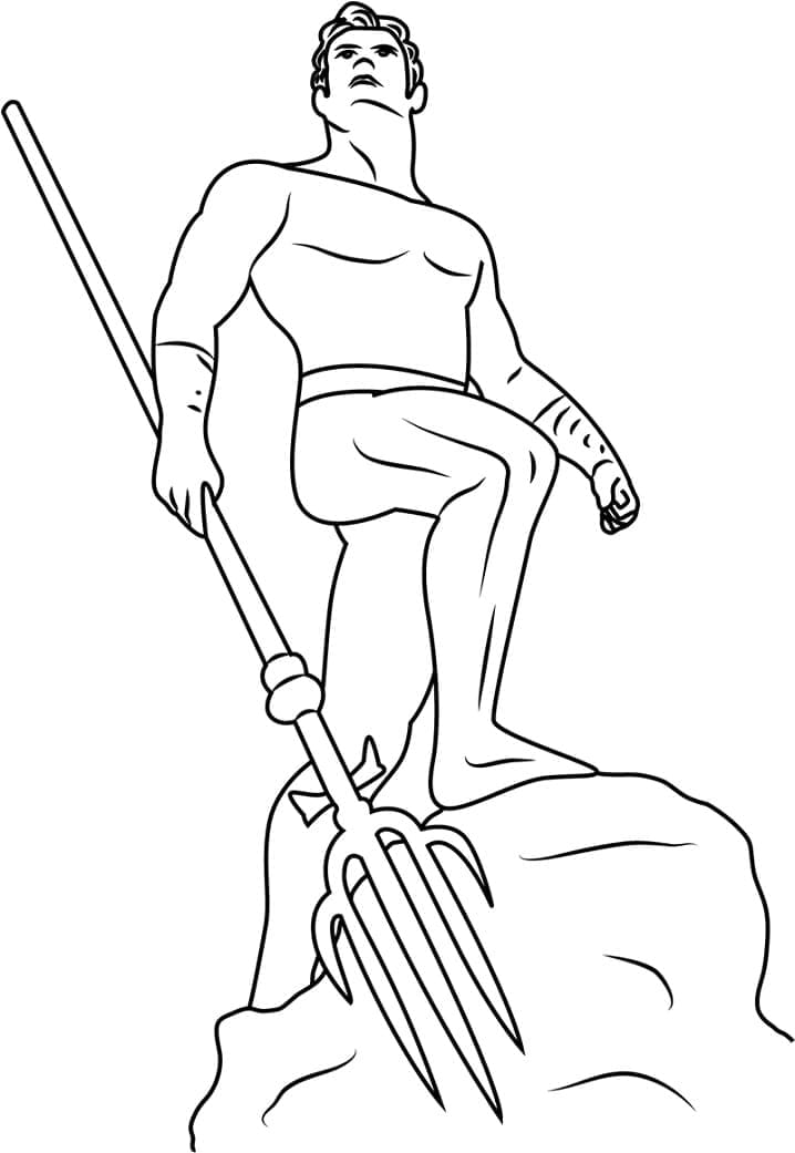 Desenho do Aquaman em Cima da Pedra para Colorir
