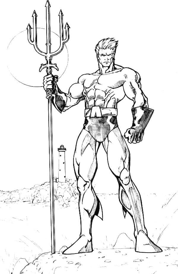Desenho do Aquaman em Pé para Colorir