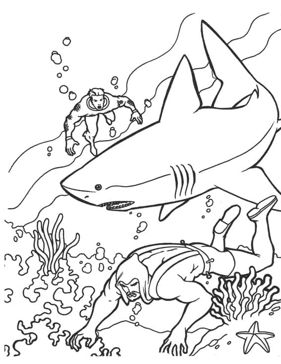 Desenho do Aquaman no Fundo do Mar para Colorir