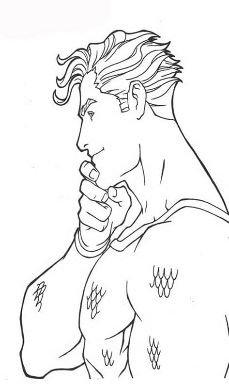 Desenho do Aquaman Pensando para Colorir Gratuitamente
