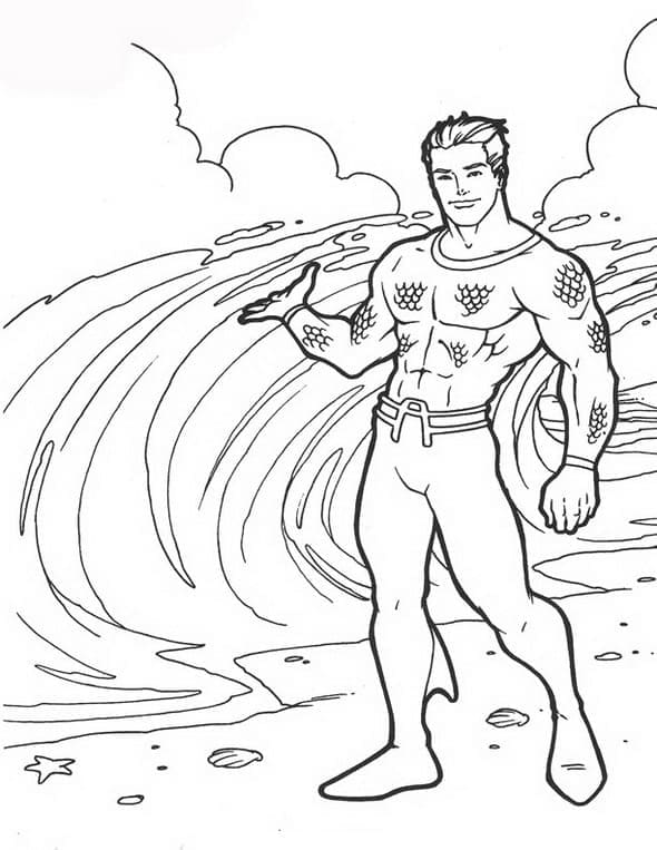 Desenho Pdf do Incrível Super Herói Aquaman para Colorir