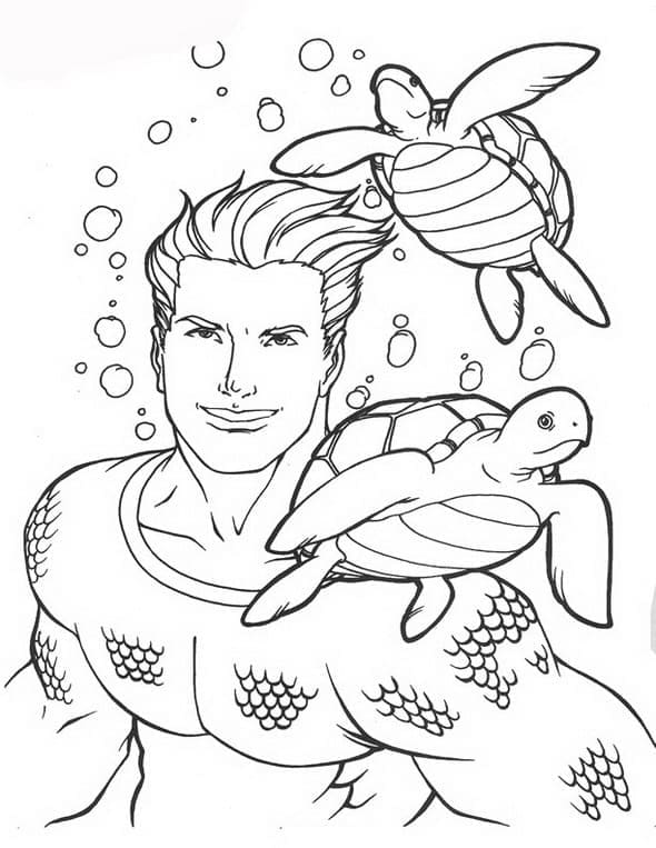 Desenhodo Aquaman e Tartarugas para Colorir