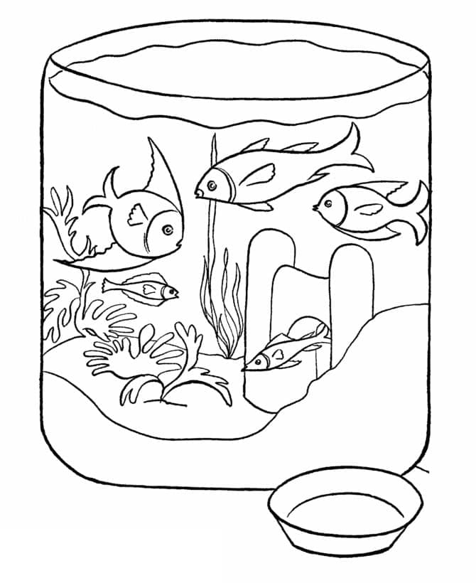 Desenho de Aquário Decorado para Imprimir e Colorir