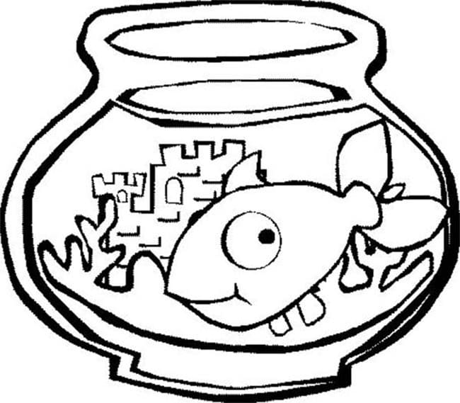 Desenho de Aquário Engraçado para Colorir