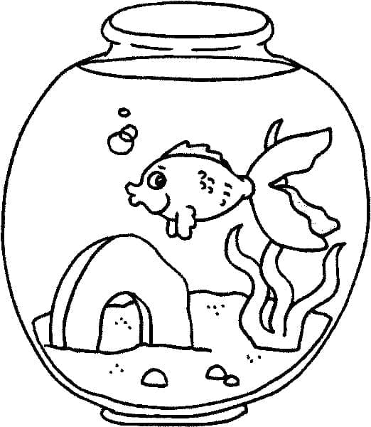 Desenho de Aquário para Crianças para Colorir