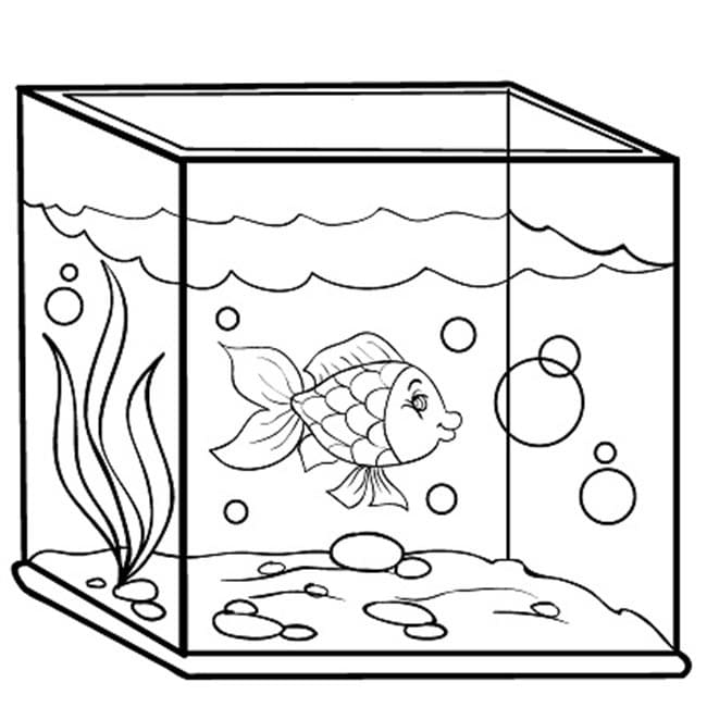 Desenho Pdf de Aquário Quadrado para Colorir