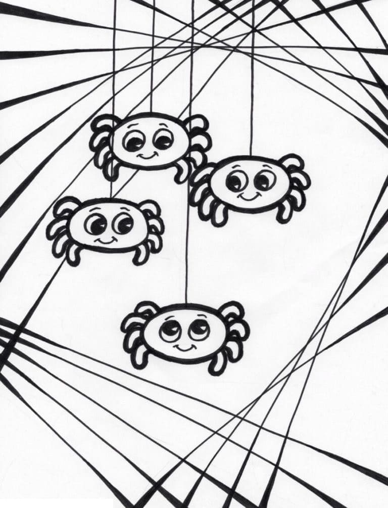 Desenho de Pequenas Aranhas para Colorir