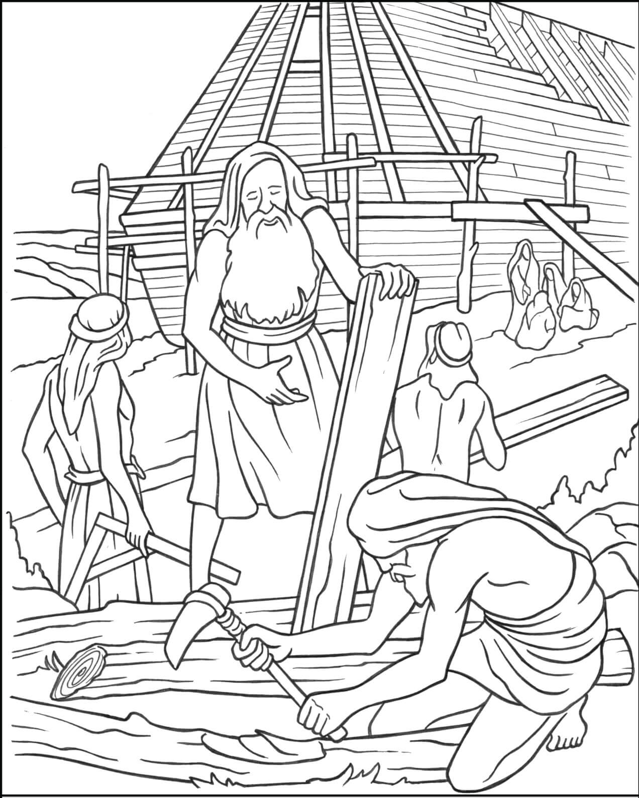 Desenho da Arca de Noé com Animais para Colorir