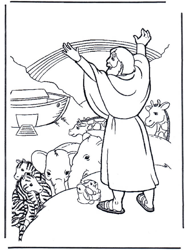 Desenho da Arca de Noé para Colorir e Pintar