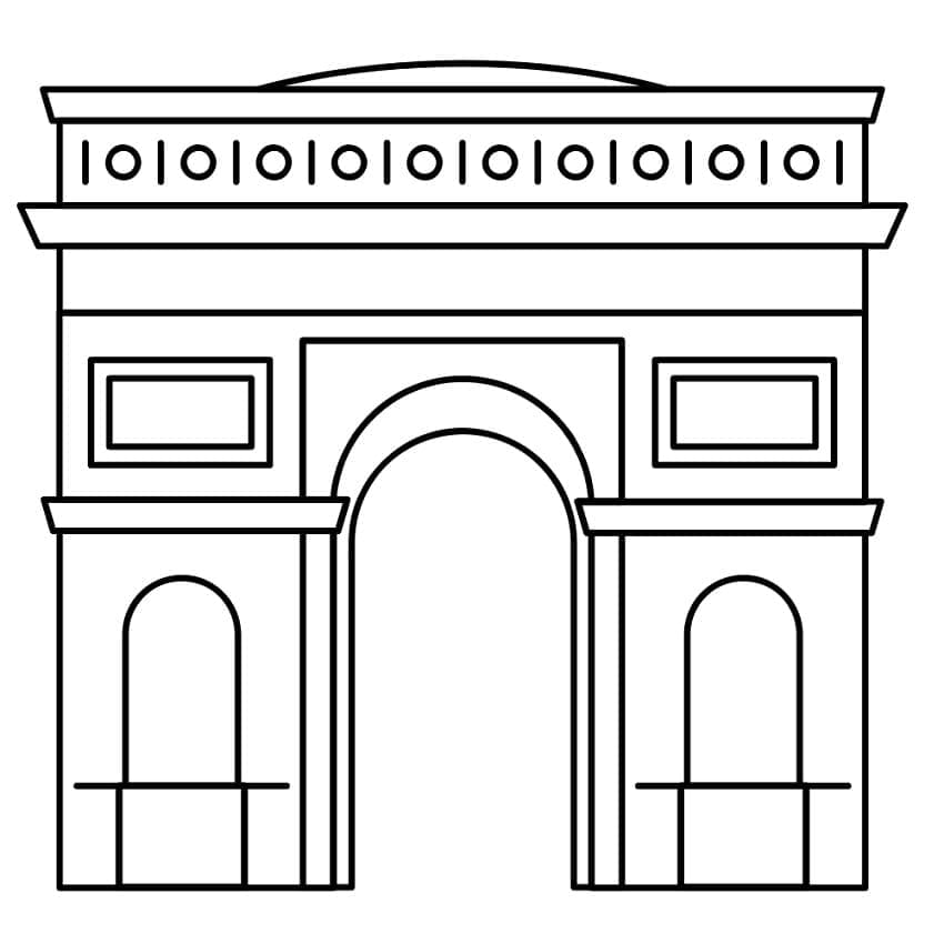 Desenho de Arco do Triunfo Fácil para Colorir