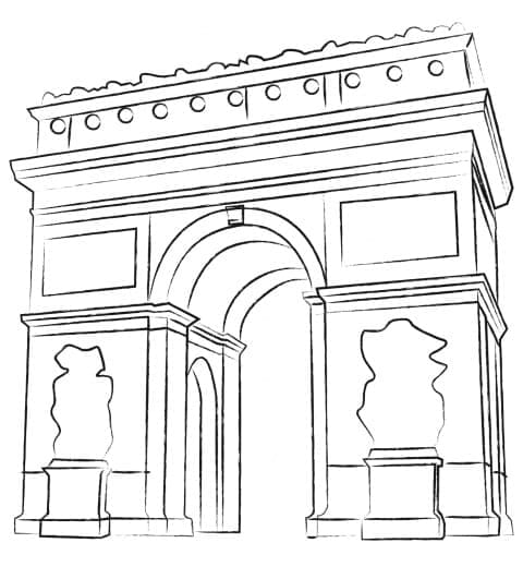 Desenho de Arco do Triunfo Grátis para Colorir