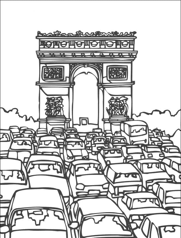 Desenho de Arco do Triunfo Incrível para Colorir