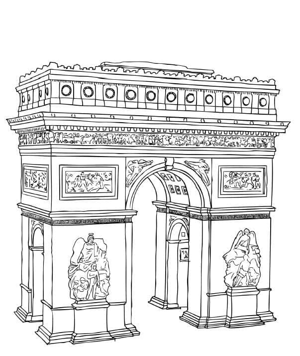 Desenho de Imagem do Arco do Triunfo para Colorir