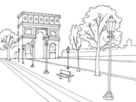 Desenho de Lindo Arco do Triunfo para Colorir