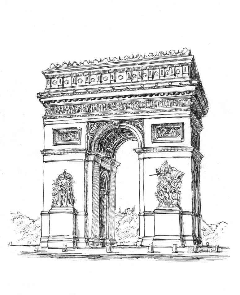 Desenho de Maravilhoso Arco do Triunfo para Colorir