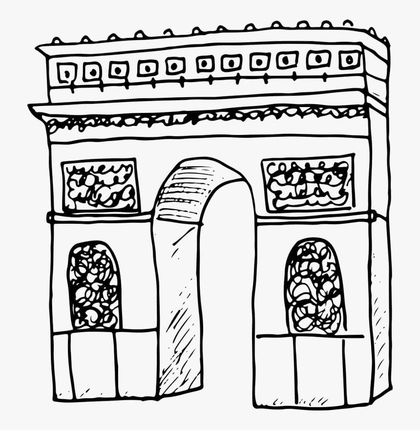 Desenho em Pdf de Arco do Triunfo para Colorir