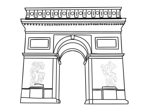 Desenho Imprimível do Arco do Triunfo para Colorir
