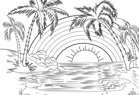 Desenho de Um Lindo Arco íris para Colorir
