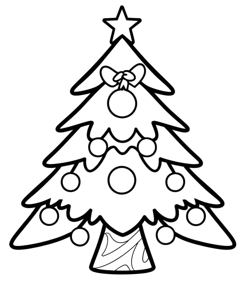 Desenho de Árvore de Natal Adorável para Colorir