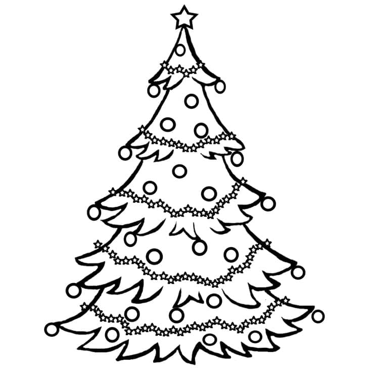 Desenho de Árvore de Natal Básica para Colorir