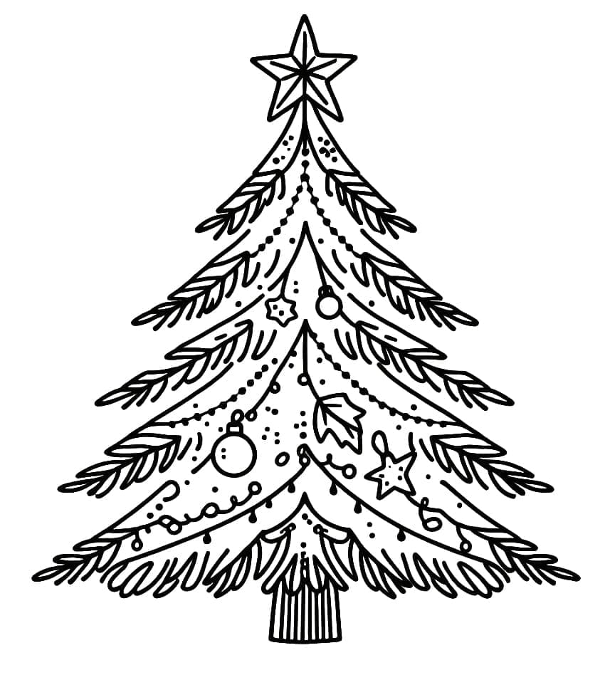 Desenho de Árvore de Natal Bonita para Colorir