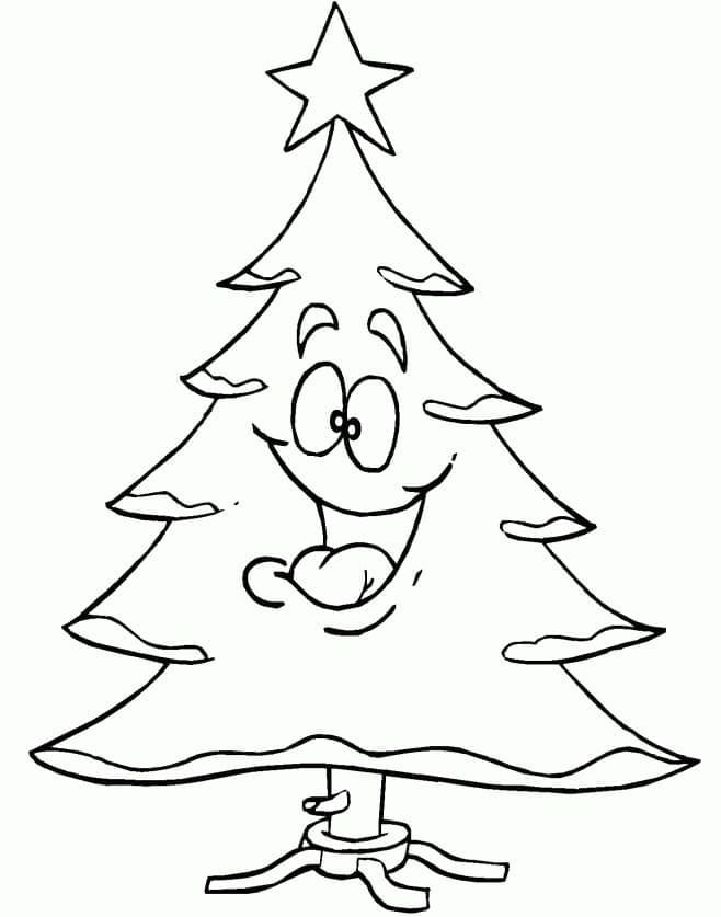 Desenho de Árvore de Natal Engracada para Colorir