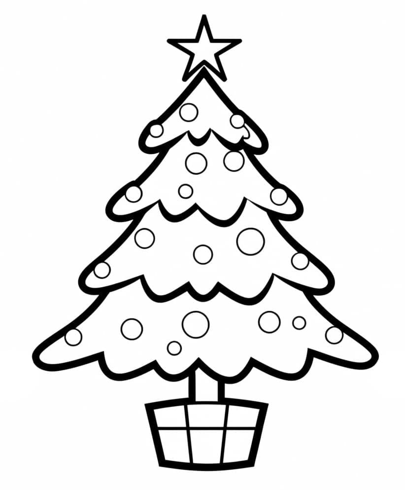 Desenho de Árvore de Natal Fofa para Colorir