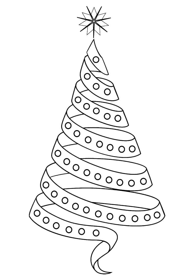 Desenho de Árvore de Natal Grátis para Crianças para Colorir