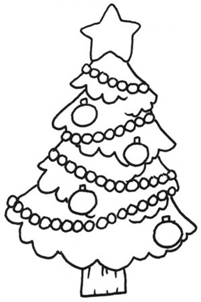 Desenho de Árvore de Natal Imprimivel para Crianças para Colorir