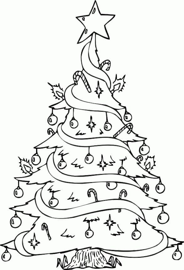 Desenho de Árvore de Natal Imprimivel para Colorir