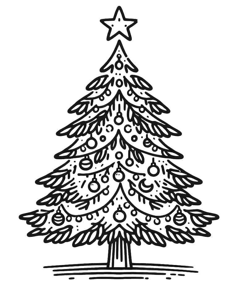 Desenho de Árvore de Natal Muito Bonita para Colorir