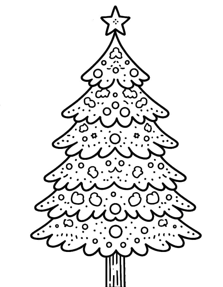 Desenho de Árvore de Natal Muito Linda para Colorir