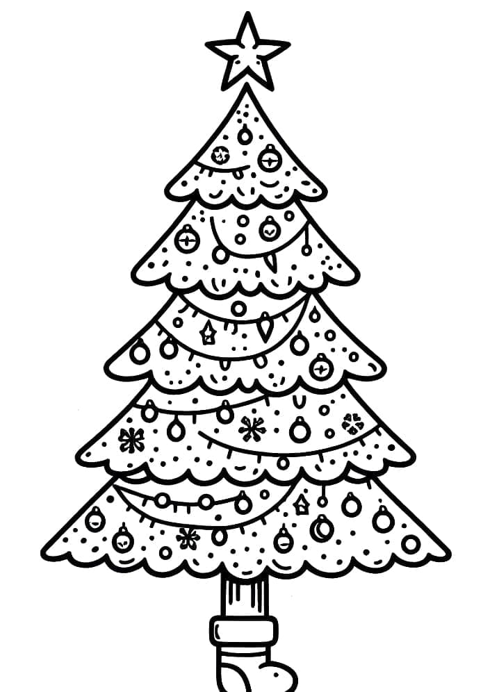 Desenho de Árvore de Natal para Crianças de 1 Ano para Colorir