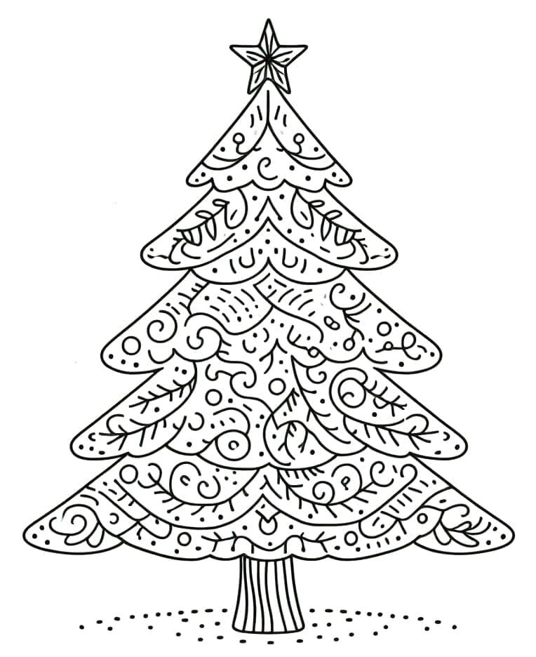 Desenho de Árvore de Natal Perfeita para Colorir
