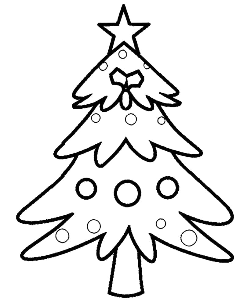 Desenho de Árvore de Natal Simples para Colorir