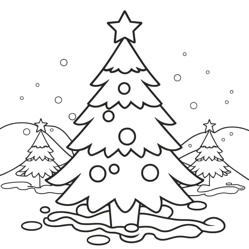 Desenho de Árvores de Natal para Colorir