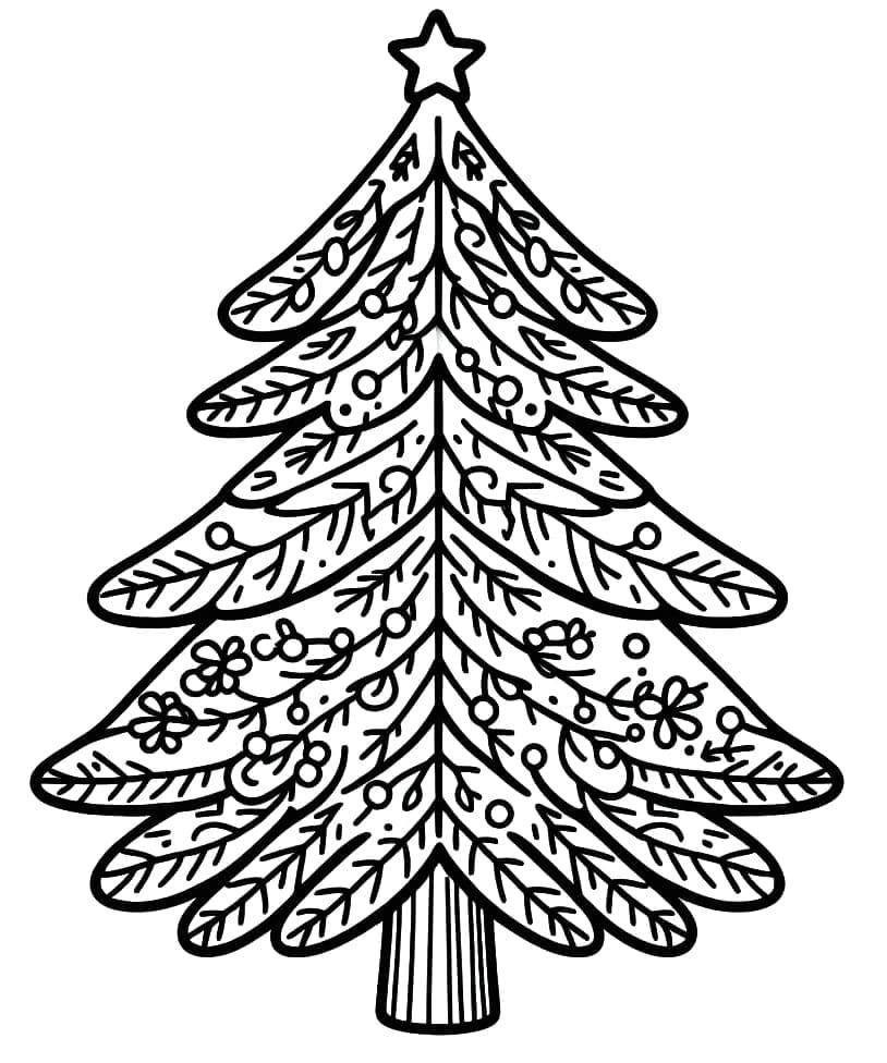 Desenho de Imagem de Árvore de Natal para Colorir