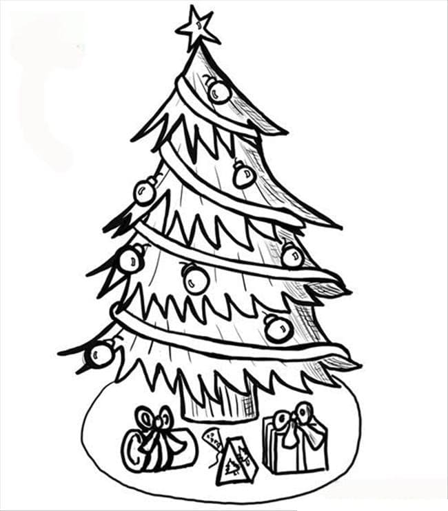 Desenho de Imprimivel Árvore de Natal para Colorir