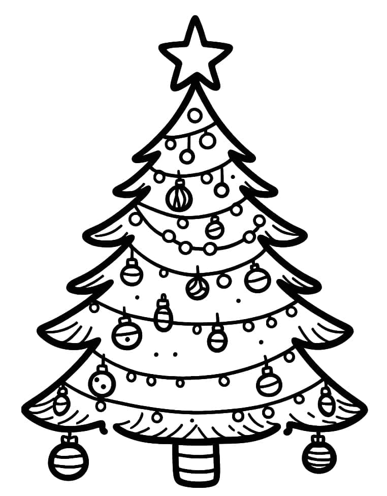 Desenho de Linda Árvore de Natal para Colorir