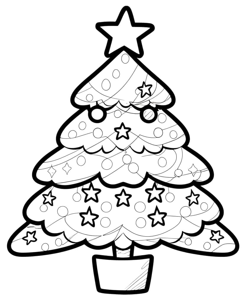 Desenho de Pintura de Árvore de Natal para Colorir