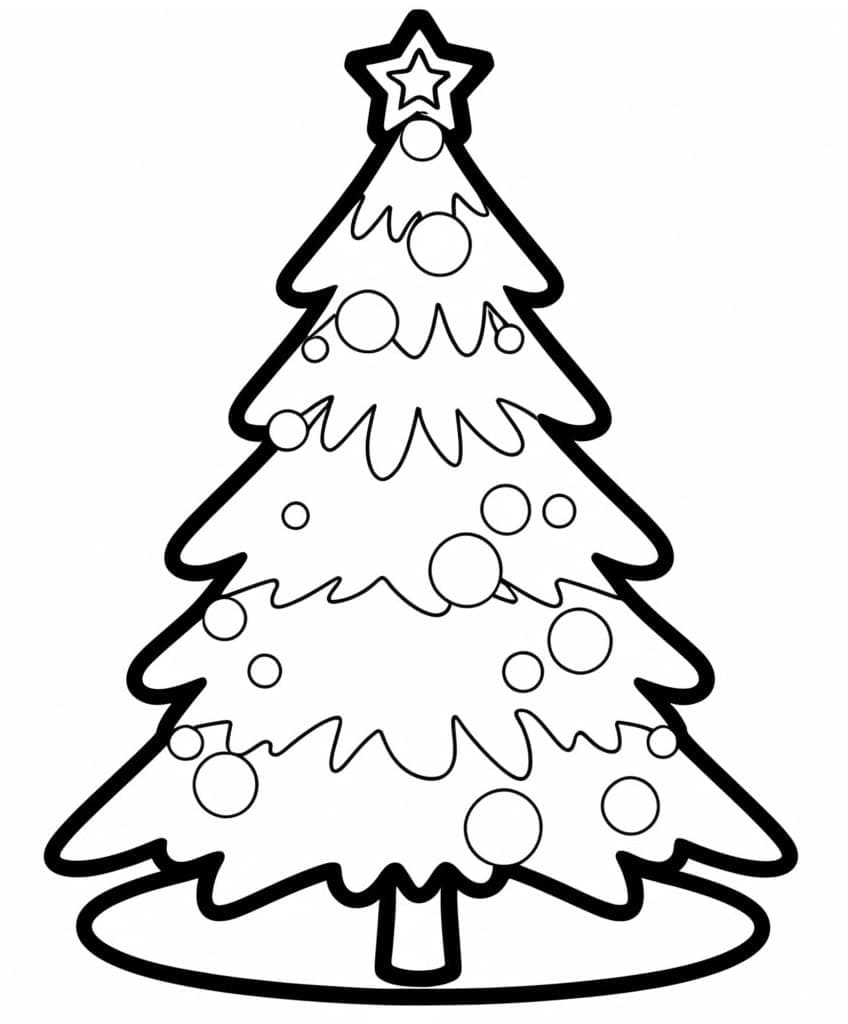 Desenho de uma Árvore de Natal Adorável para Colorir
