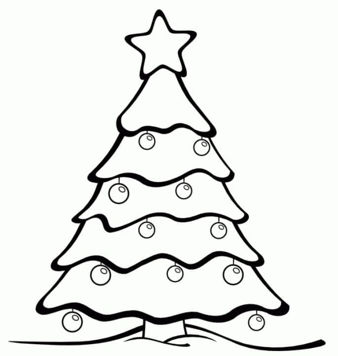Desenho de uma Árvore de Natal Básica para Colorir