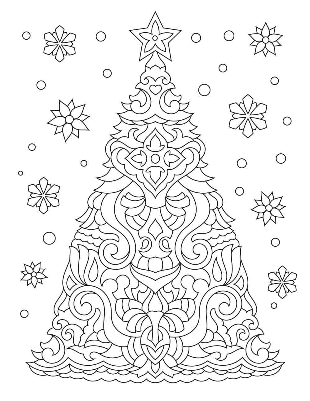 Desenho de uma Árvore de Natal Muito Bonita para Colorir