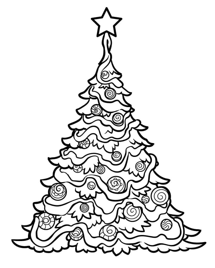 Desenho de uma Árvore de Natal Muito Linda para Colorir