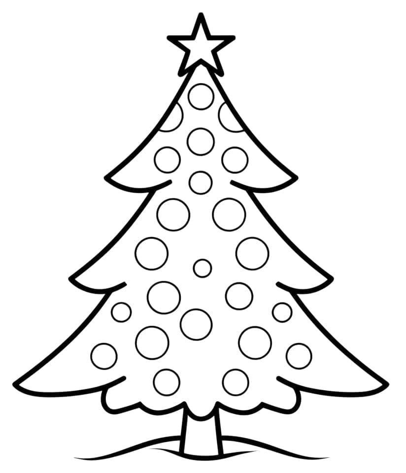 Desenho de uma Árvore de Natal Simples para Colorir