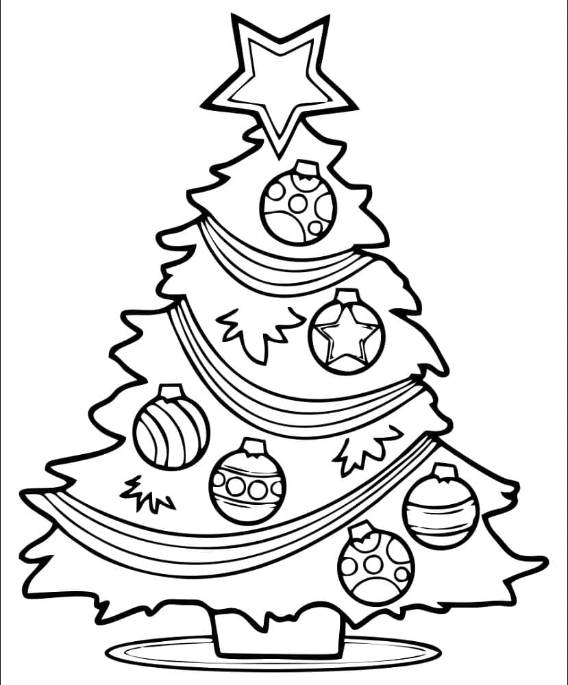 Desenho de uma Linda Árvore de Natal para Colorir