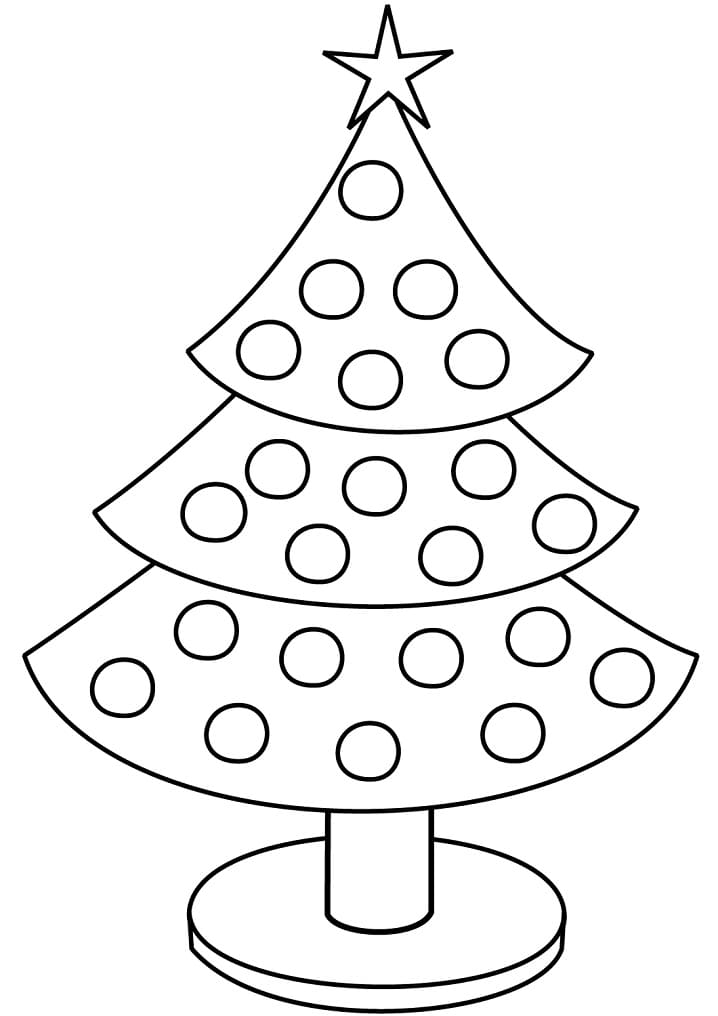Desenho de Árvore de Natal 2025 para Imprimir e Pintar